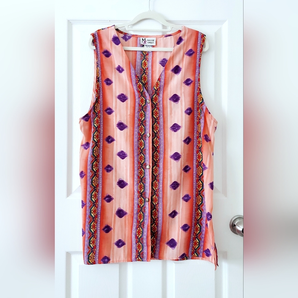 Vintage Maggie Sweet Bohemian Tunic Top MADE IN USA